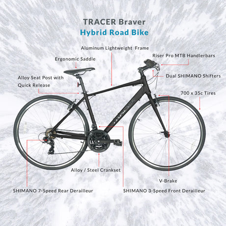 Tracer Braver 700C 7 Speed Hybrid Road Bike for Men