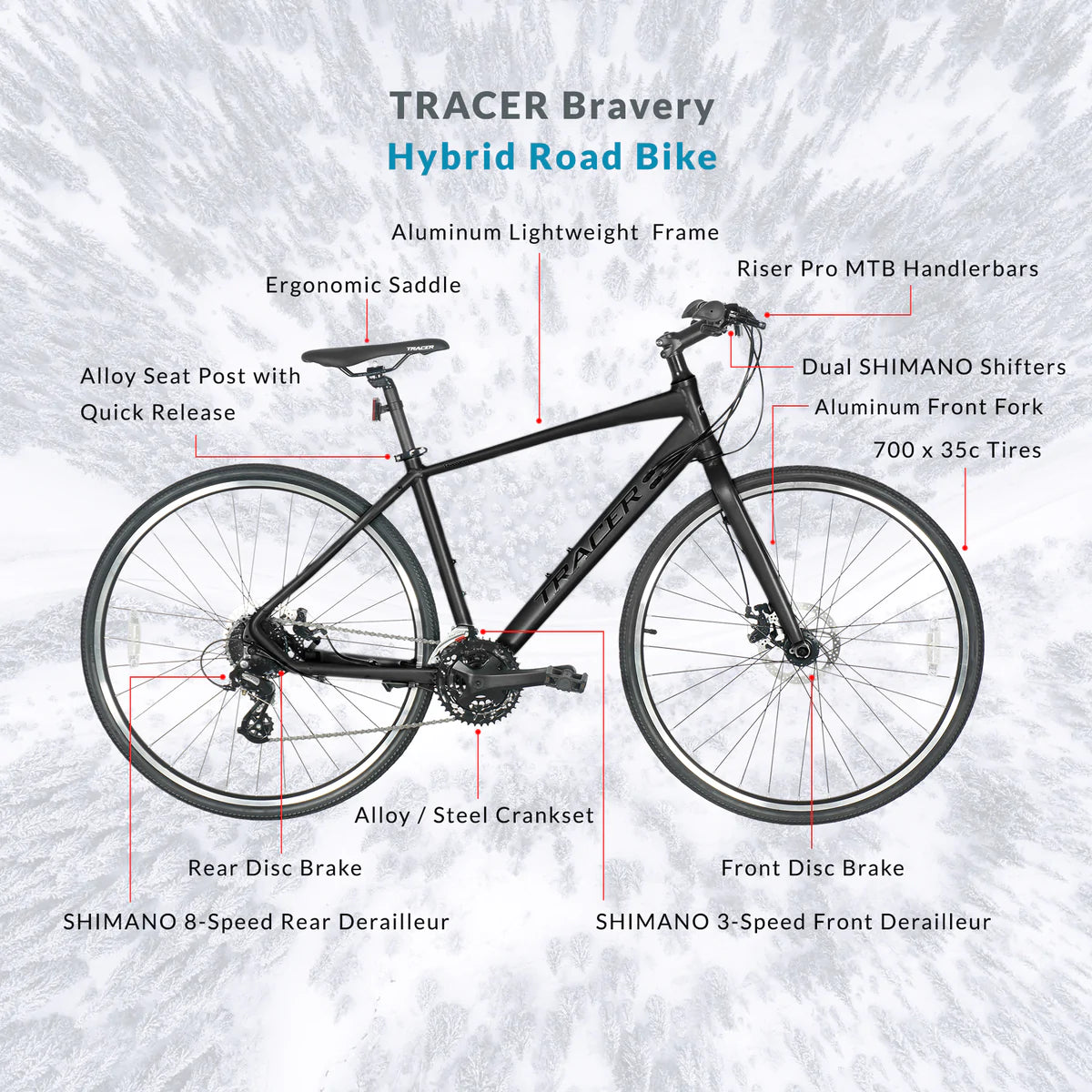 Tracer Bravery 24 Speed Hybrid Road Bike