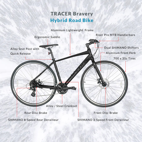 Tracer Bravery 24 Speed Hybrid Road Bike