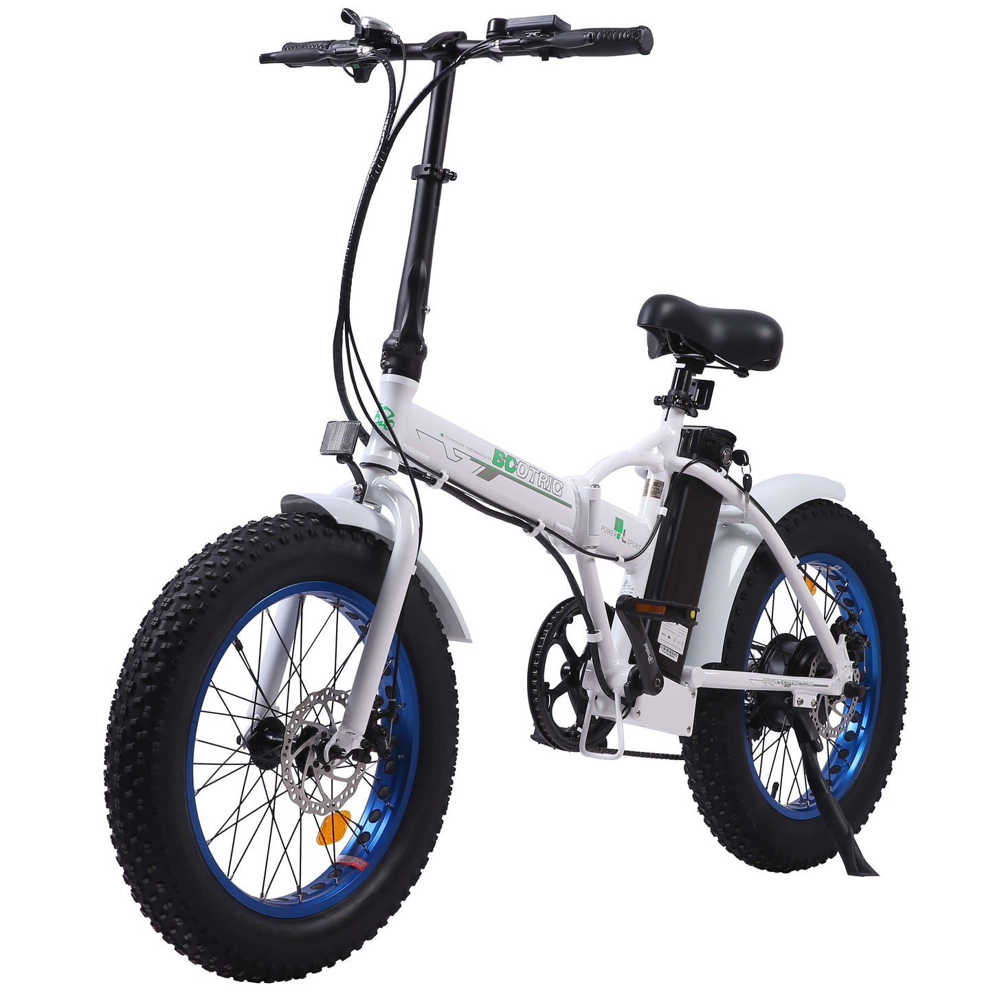 UL Certified - Ecotric Fat Tire Portable and Folding Electric Bike - White and Blue