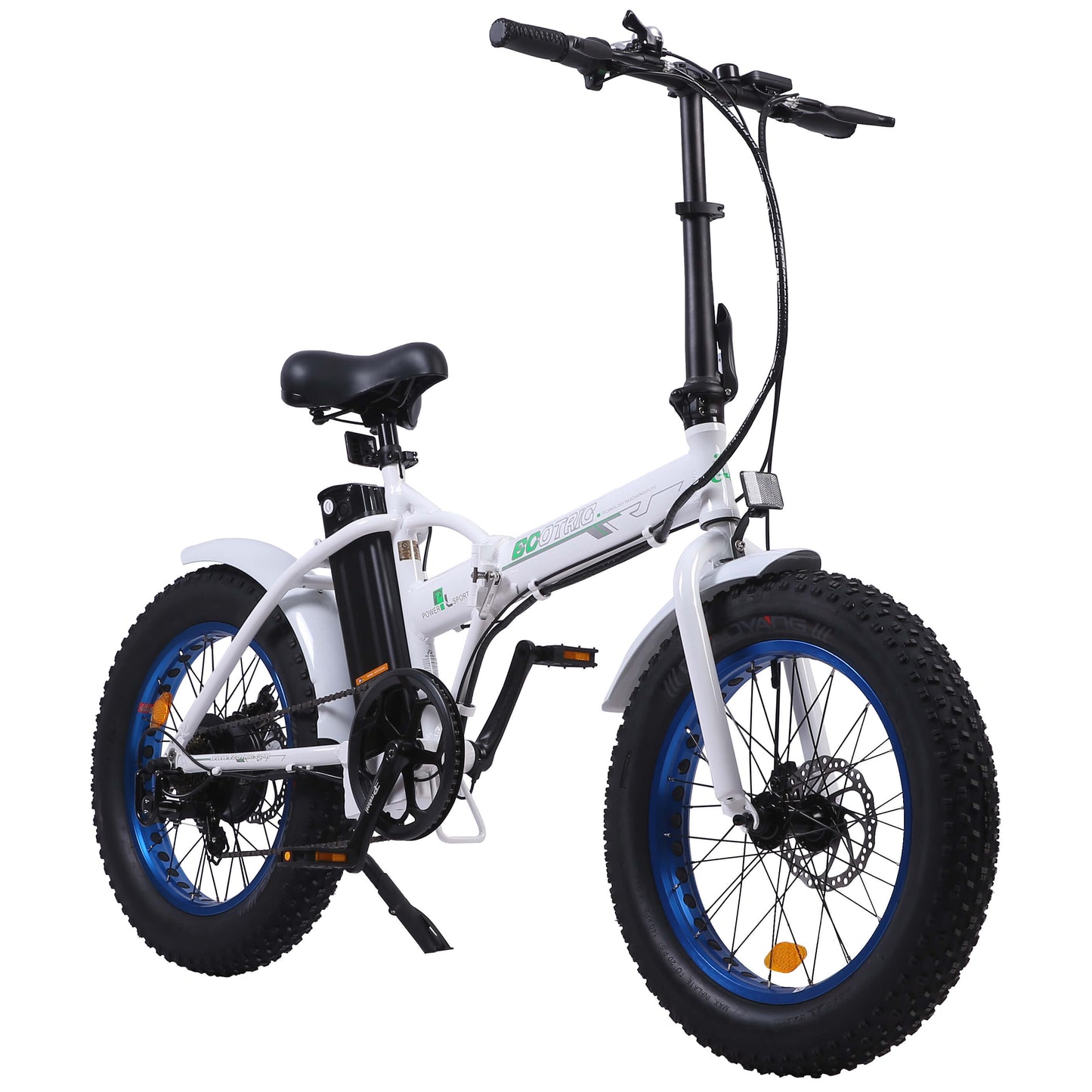 UL Certified - Ecotric Fat Tire Portable and Folding Electric Bike - White and Blue