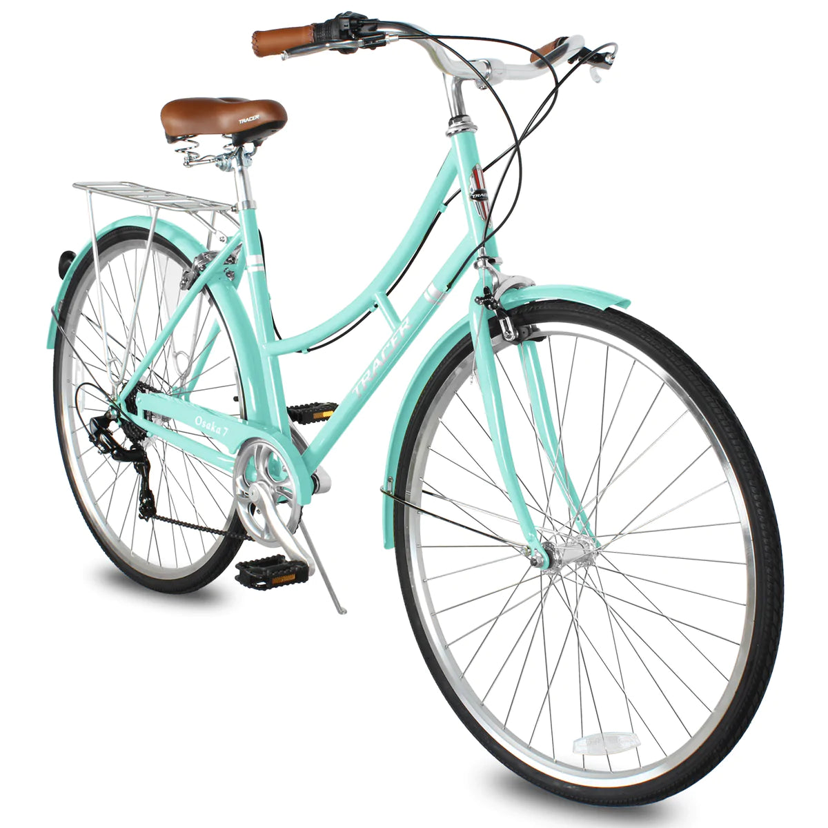 Tracer Osaka 700C Hybrid City Bikes - Shimano 7-Speed - Aquamarine | Road Bikes | Hybrid Bikes | City Bikes | 7-Speed| Bike Lover USA 