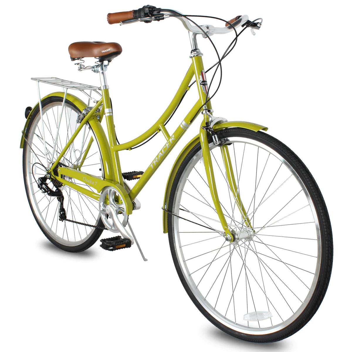 Tracer Osaka 700C Hybrid City Bikes - Shimano 7-Speed - Wasabi Green | Road Bikes | Hybrid Bikes | City Bikes | 7-Speed | Bike Lover USA 