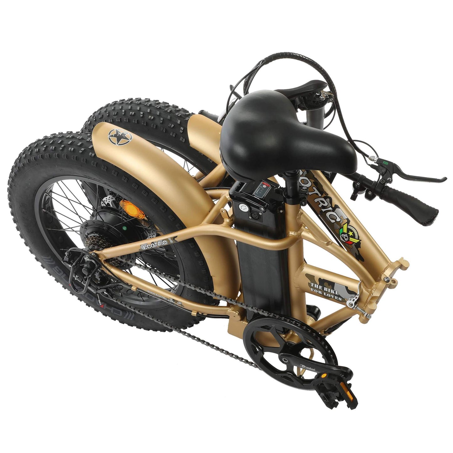 Ecotric 48V Fat Tire Portable Folding Electric Bike w/ LCD display - Gold