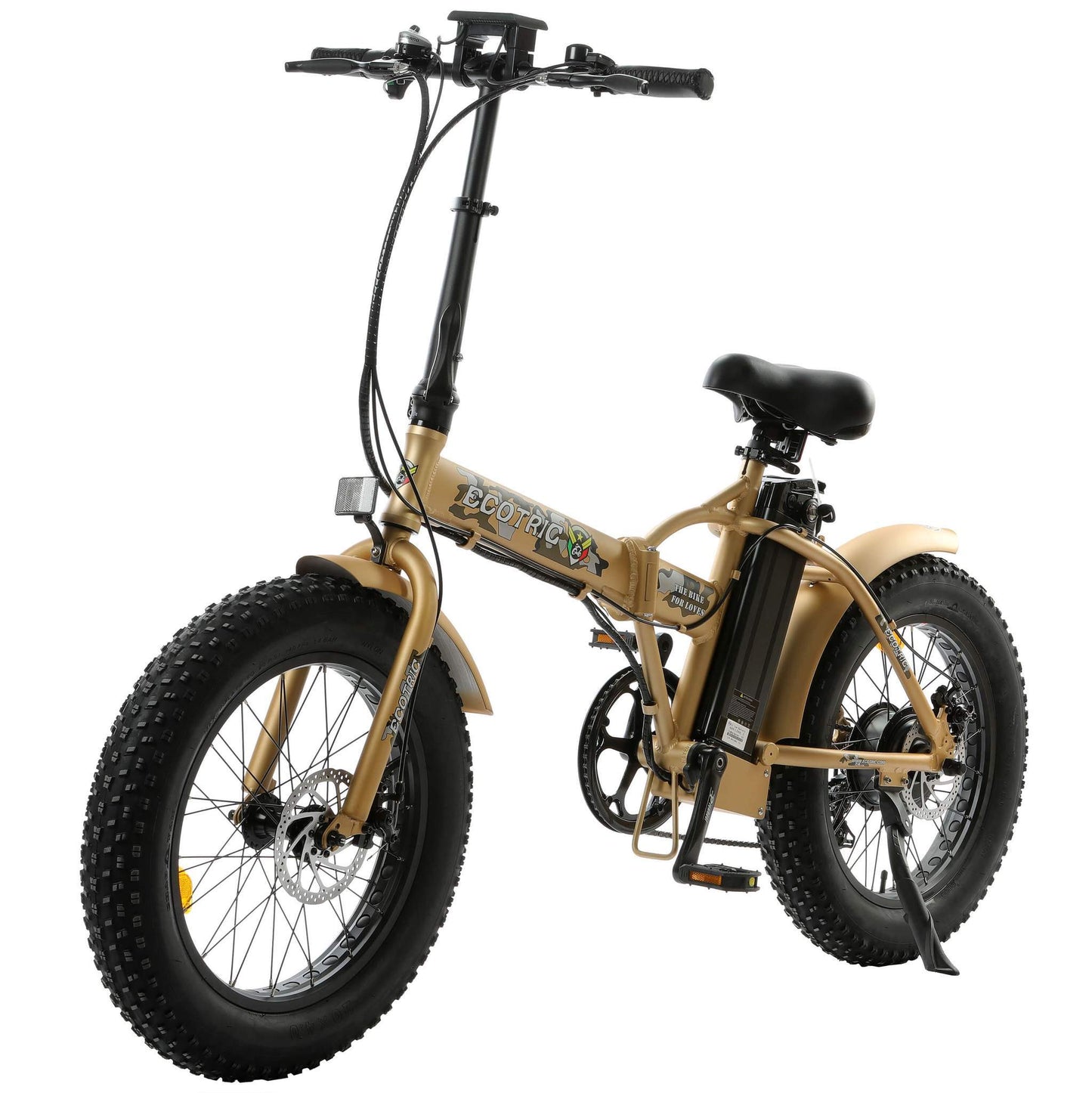 Ecotric 48V Fat Tire Portable Folding Electric Bike - Gold