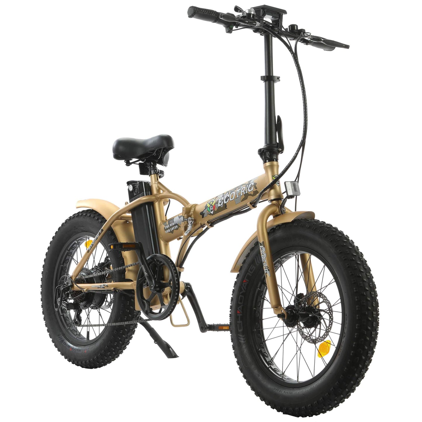 Ecotric 48V Fat Tire Portable Folding Electric Bike w/ LCD display - Gold