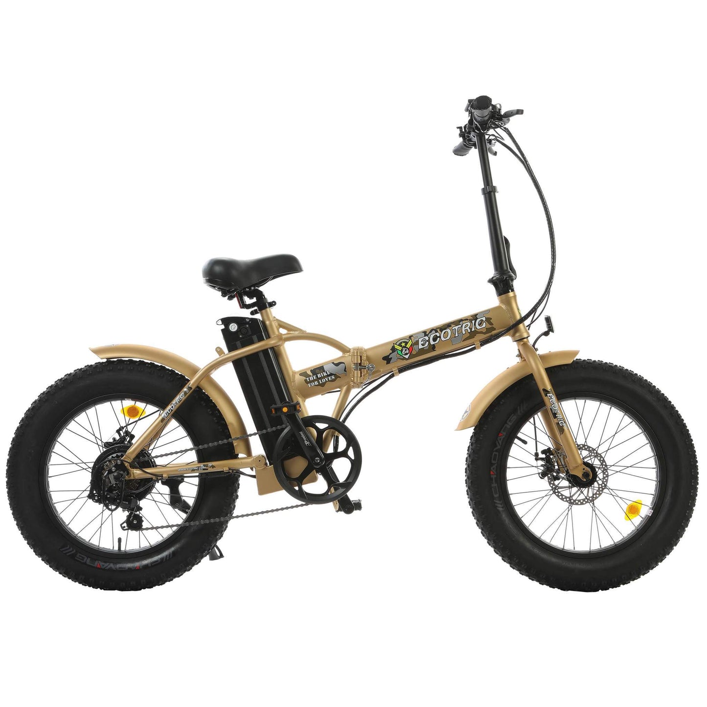 Ecotric 48V Fat Tire Portable Folding Electric Bike w/ LCD display - Gold