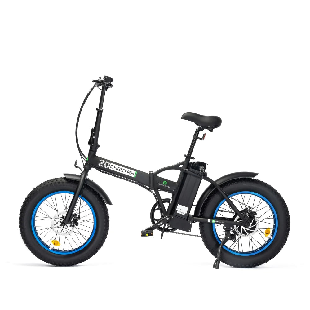 UL Certified-Ecotric Fat Tire Portable and Folding Electric Bike - Black and Blue