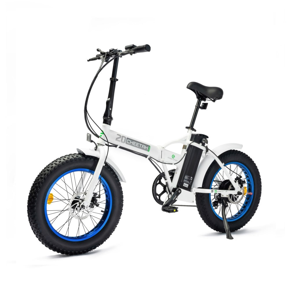 UL Certified-Ecotric Fat Tire Portable and Folding Electric Bike - White and Blue