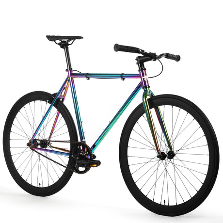 Golden Cycles GC-Oil Slick Single Speed Road Bike Steel Frame 700c Wheels Flip-Flop Hub