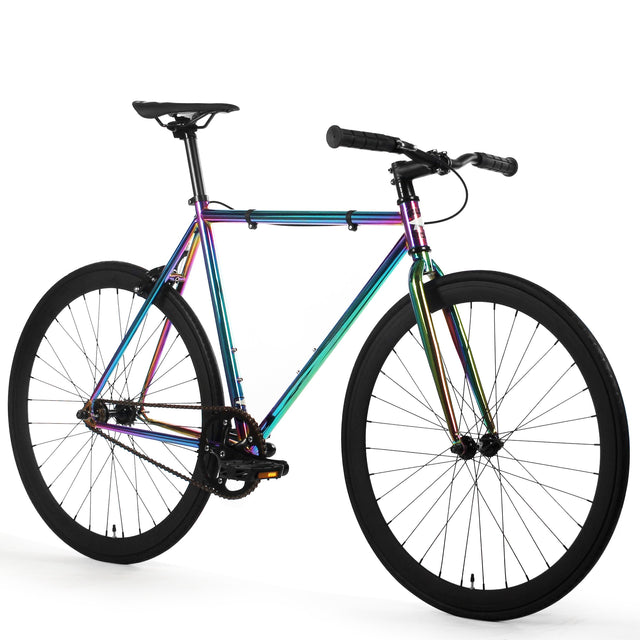 Golden Cycles GC-Oil Slick Single Speed Road Bike Steel Frame 700c Wheels Flip-Flop Hub