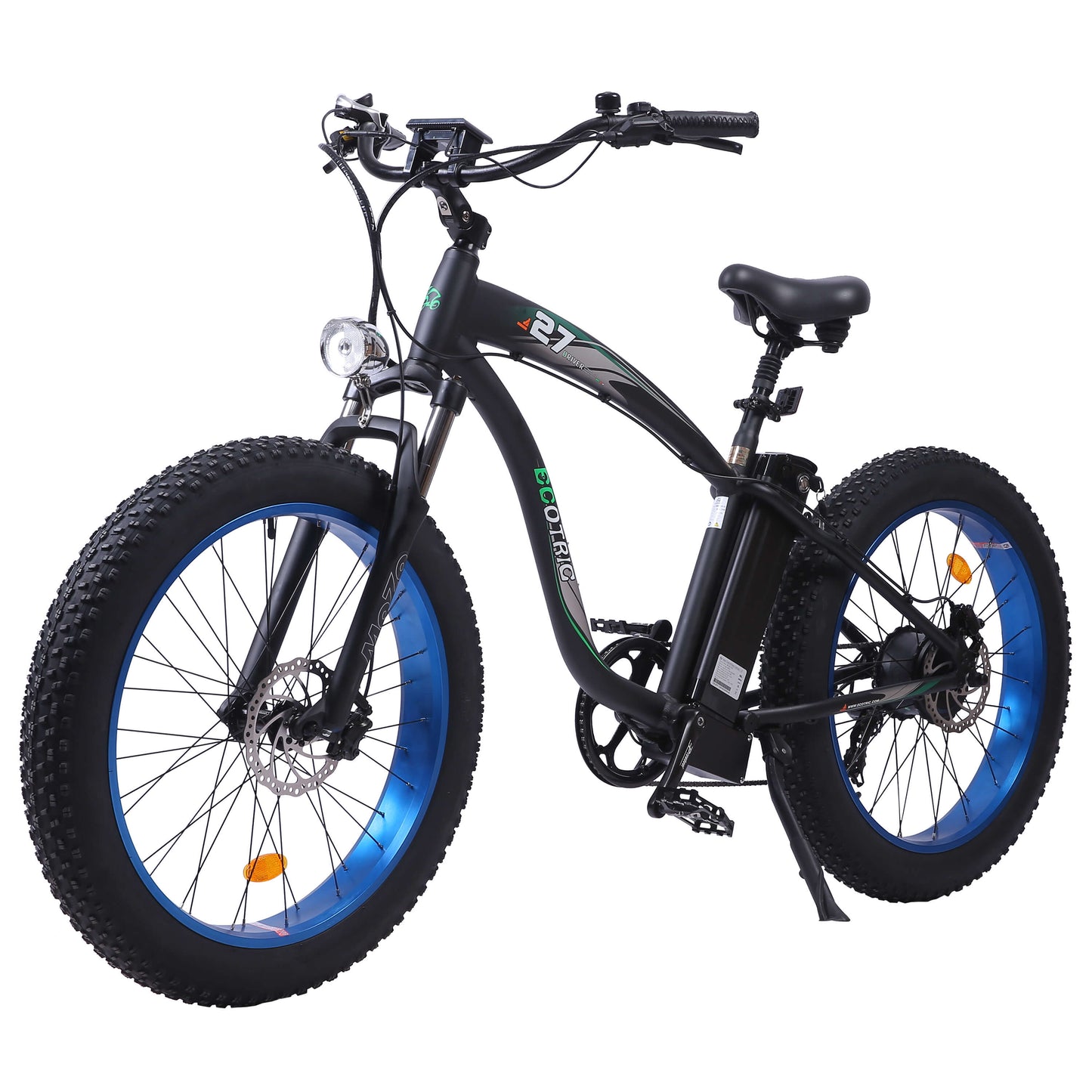 Ecotric Hammer Electric Fat Tire Beach Snow Bike - Blue and Black