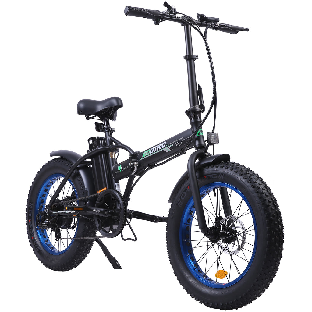 UL Certified - Ecotric Fat Tire Portable and Folding Electric Bike - Black and Blue