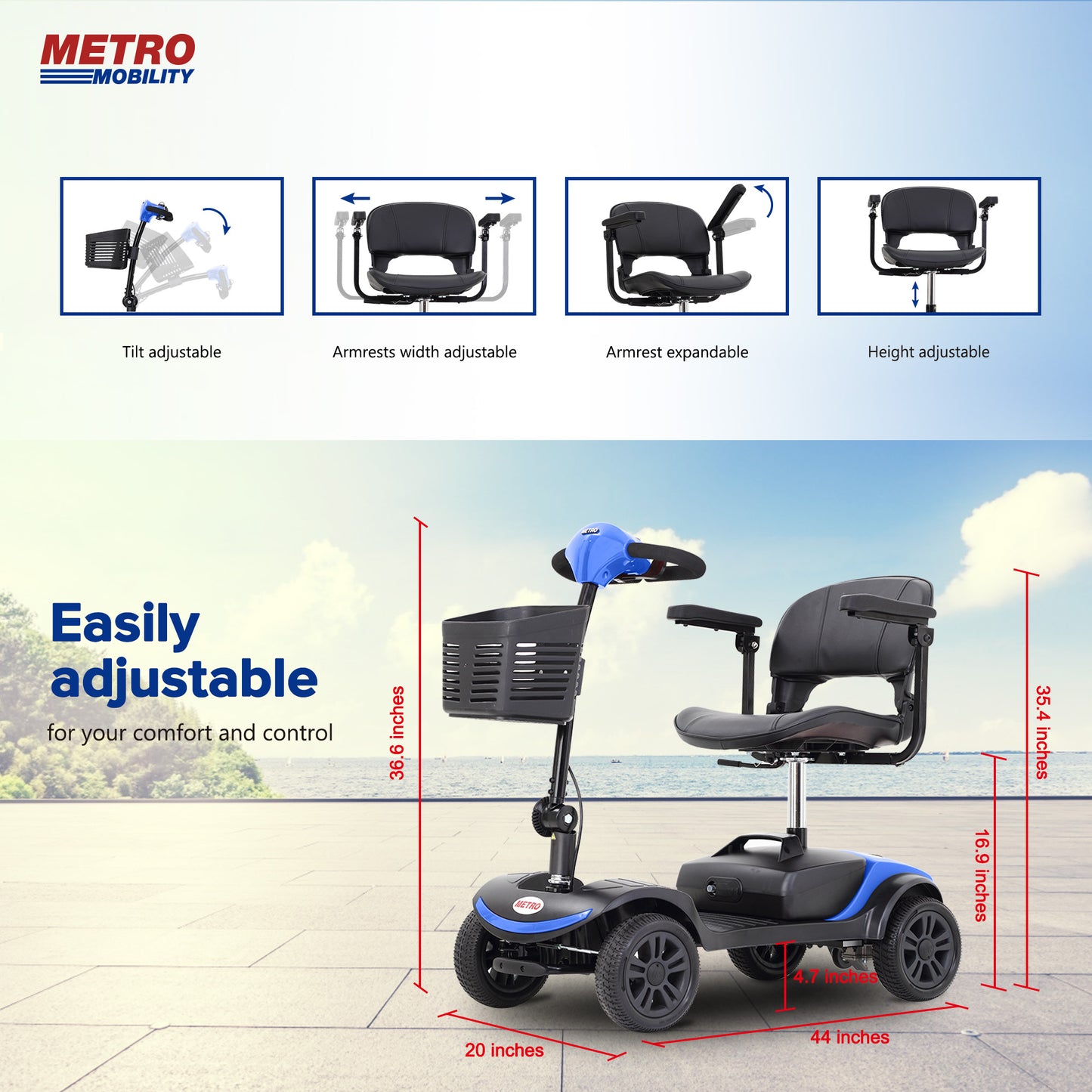 Metro M1 Lite Mobility Scooter - Blue