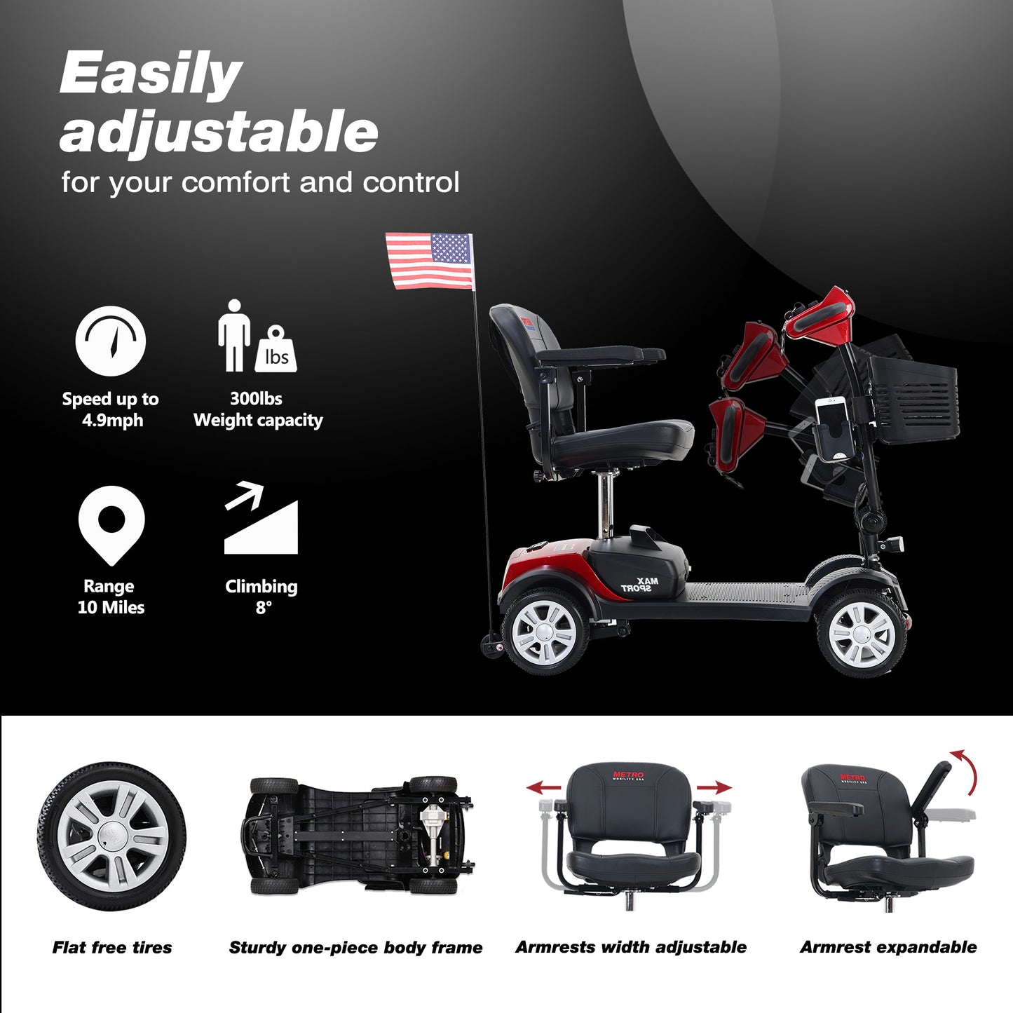 Metro Max Sport Mobility Scooter - Red