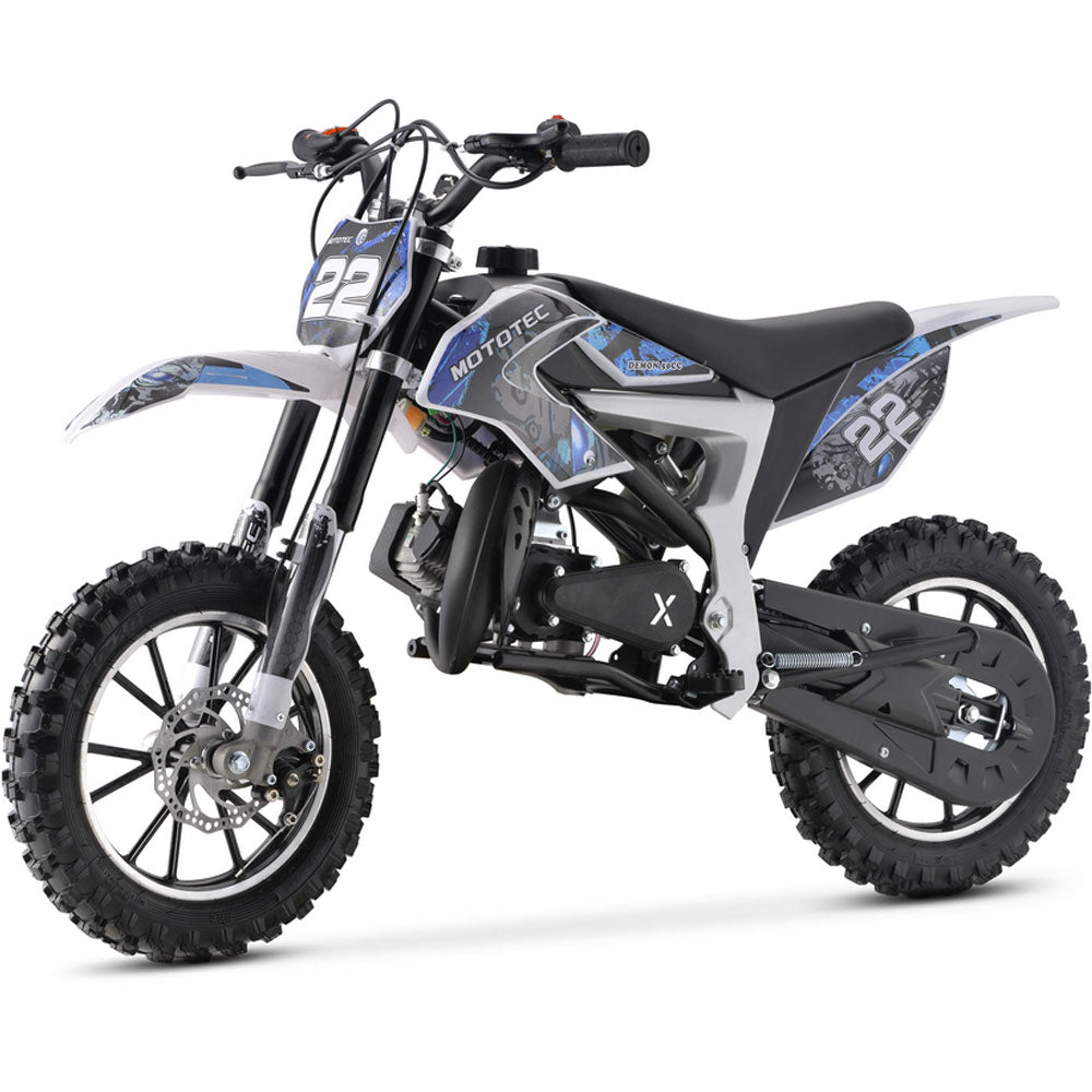 MotoTec Demon 50cc 2-Stroke Kids Gas Dirt Bike - Blue