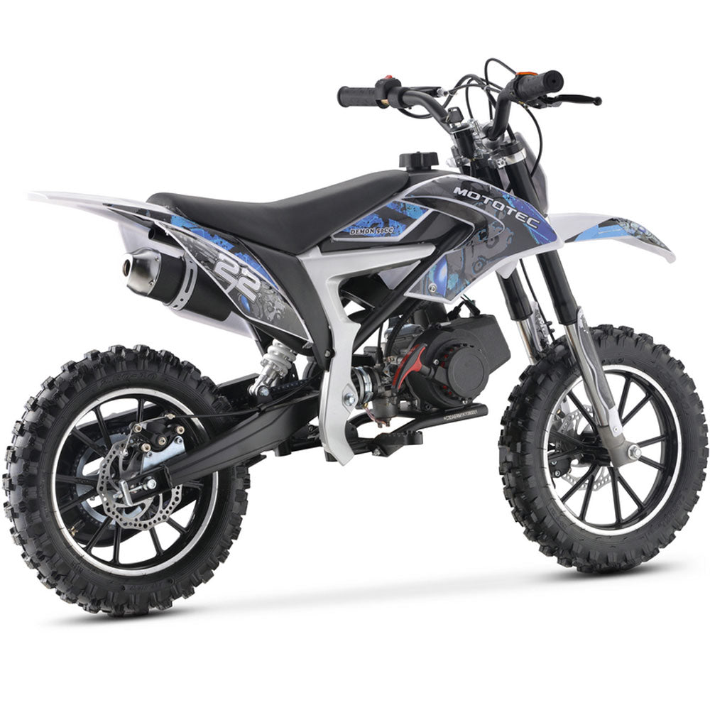 MotoTec Demon 50cc 2-Stroke Kids Gas Dirt Bike - Blue