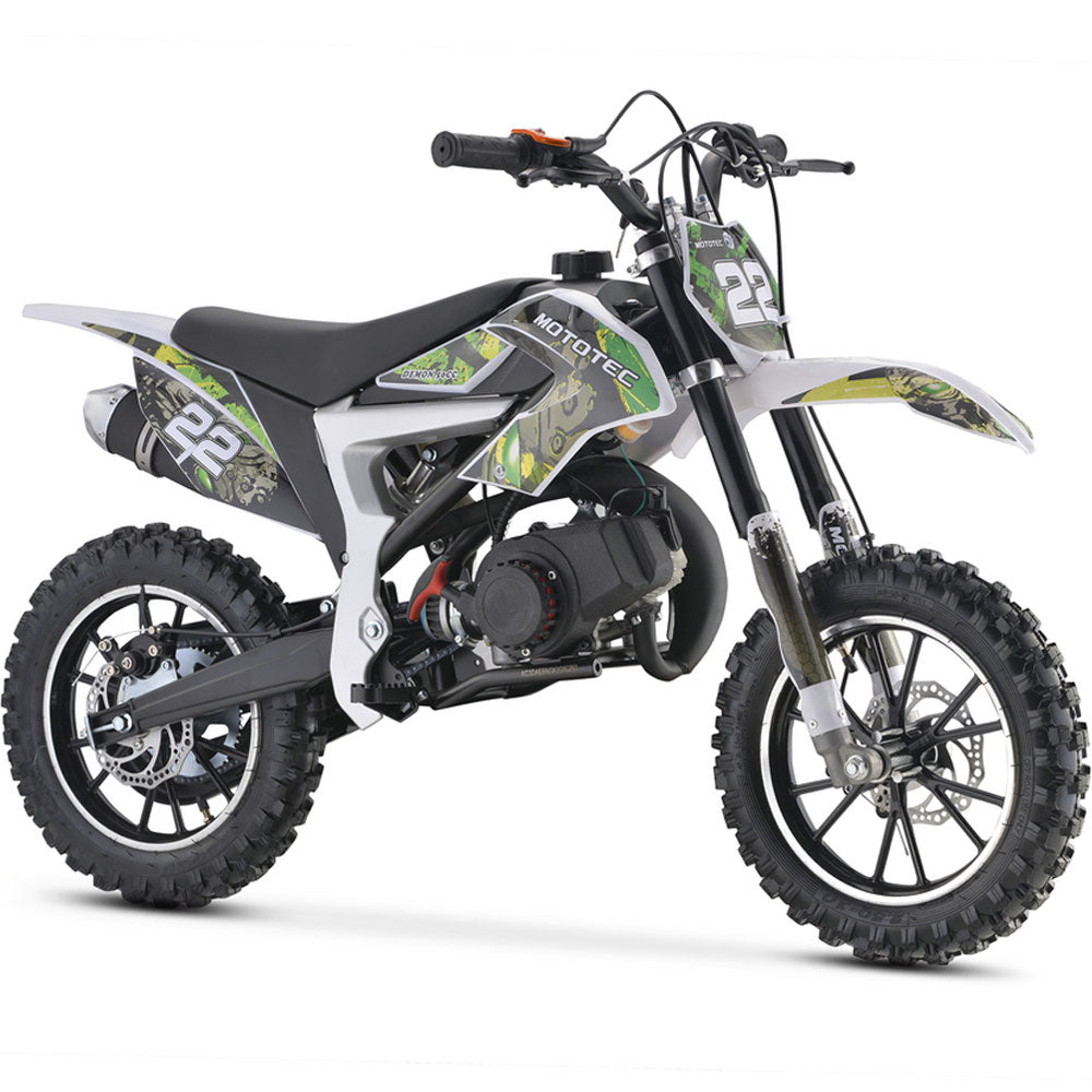 MotoTec Demon 50cc 2-Stroke Kids Gas Dirt Bike - Green