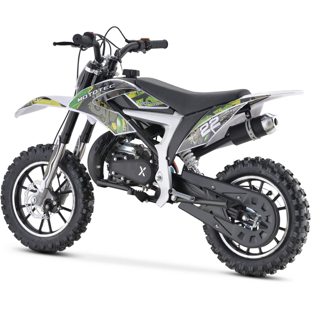 MotoTec Demon 50cc 2-Stroke Kids Gas Dirt Bike - Green
