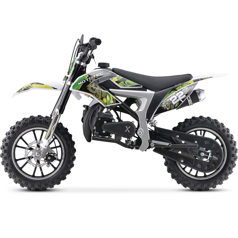 MotoTec Demon 50cc 2-Stroke Kids Gas Dirt Bike - Green