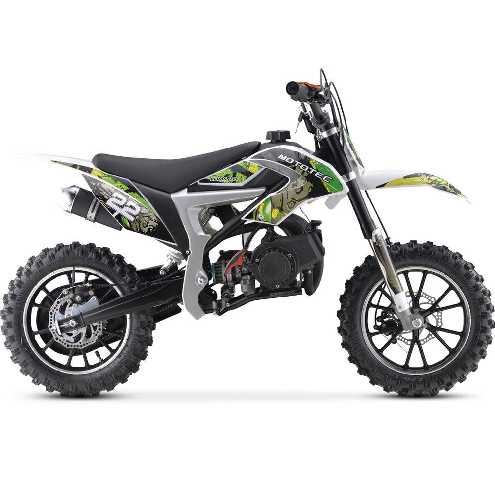 MotoTec Demon 50cc 2-Stroke Kids Gas Dirt Bike - Green