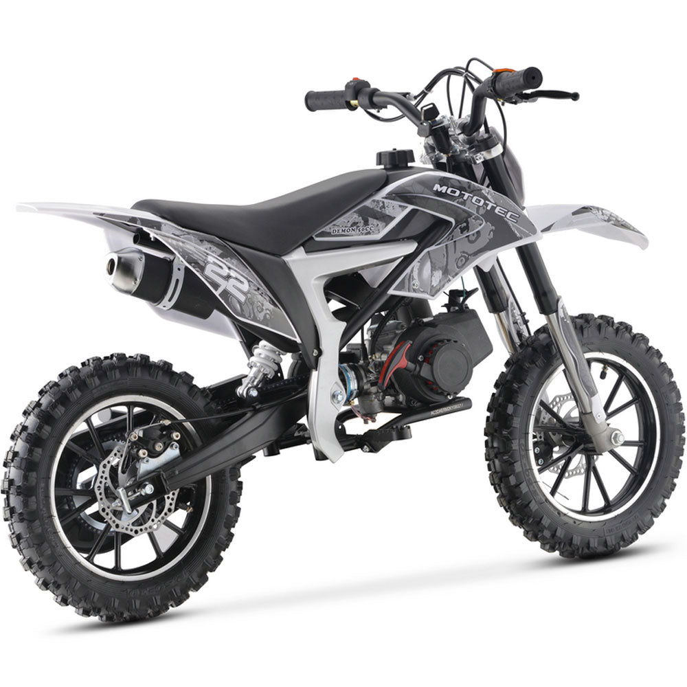MotoTec Demon 50cc 2-Stroke Kids Gas Dirt Bike - White