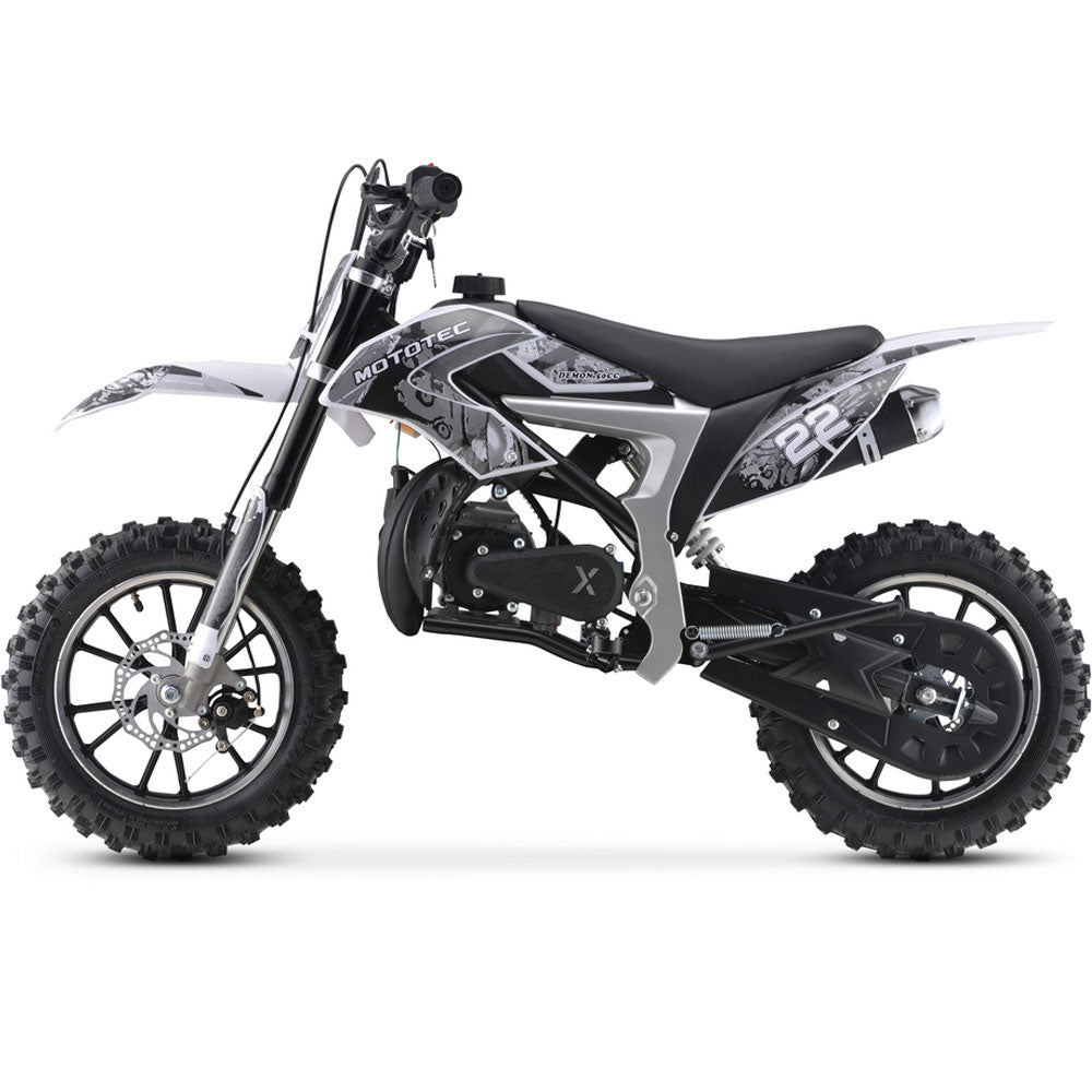 MotoTec Demon 50cc 2-Stroke Kids Gas Dirt Bike - White