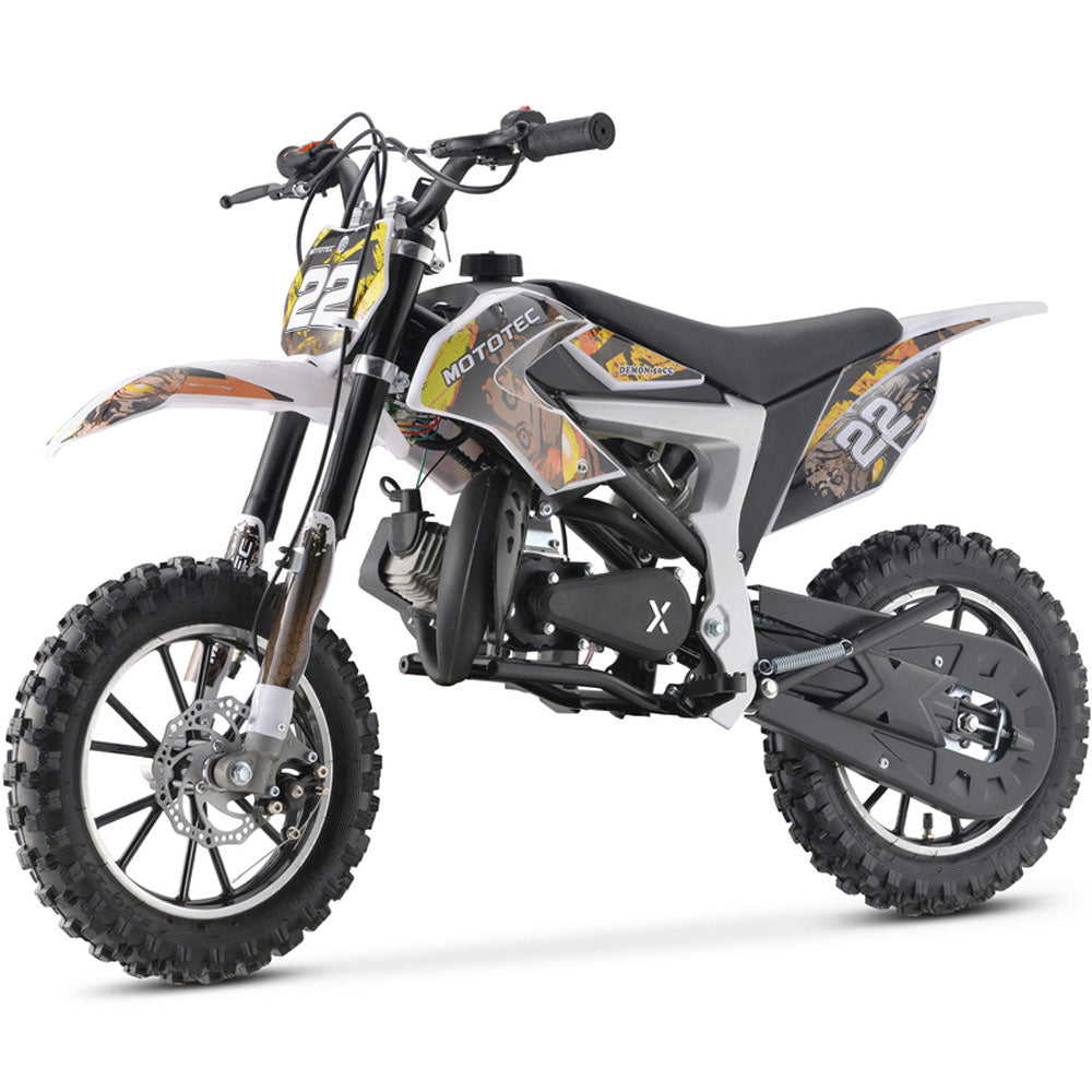 MotoTec Demon 50cc 2-Stroke Kids Gas Dirt Bike - Yellow