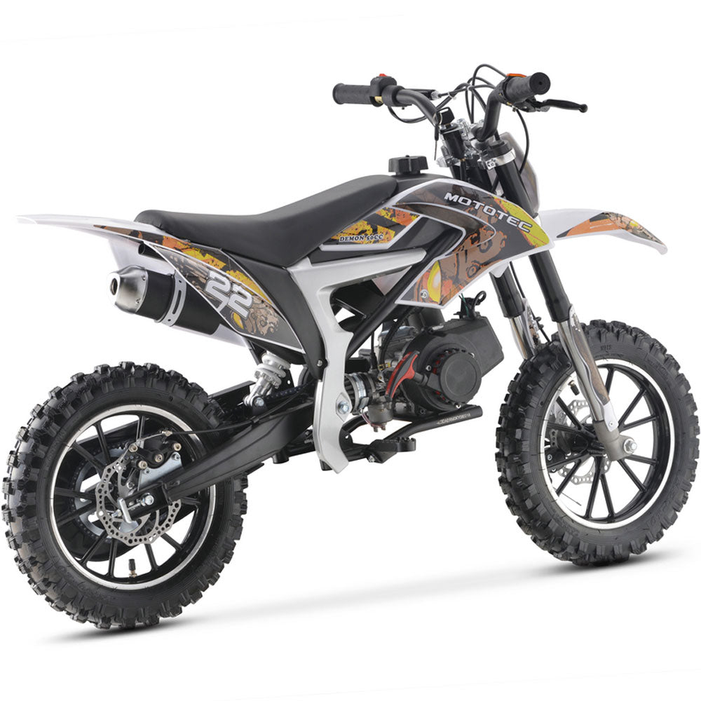 MotoTec Demon 50cc 2-Stroke Kids Gas Dirt Bike - Yellow