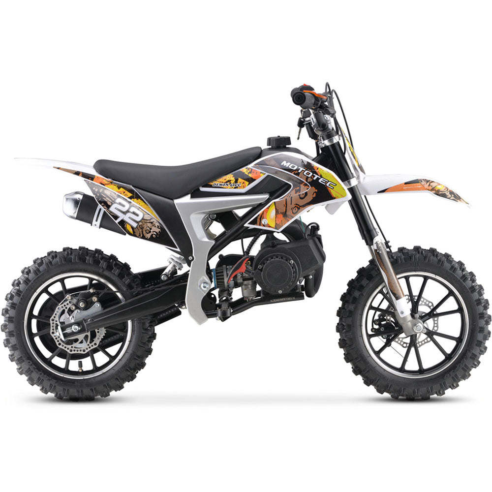 MotoTec Demon 50cc 2-Stroke Kids Gas Dirt Bike - Yellow