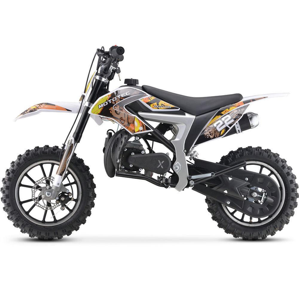 MotoTec Demon 50cc 2-Stroke Kids Gas Dirt Bike - Yellow