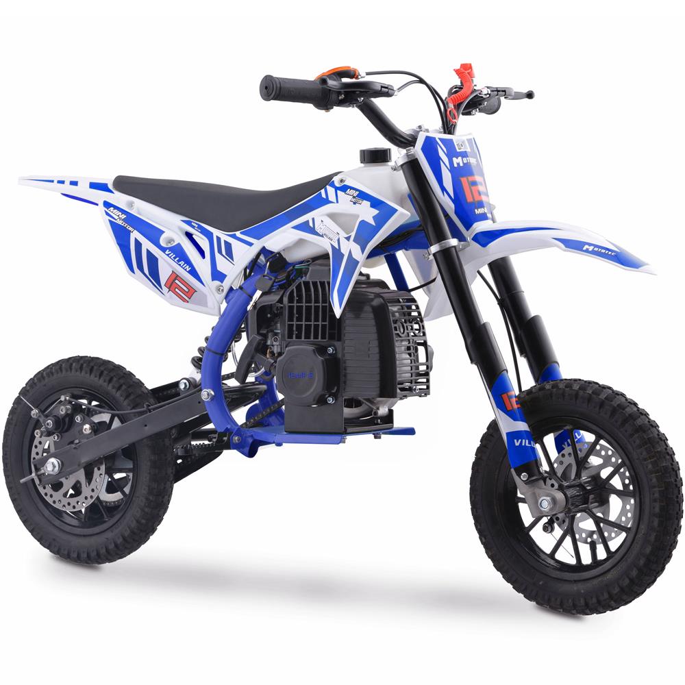 MotoTec Villain 52cc 2-Stroke Kids Gas Dirt Bike - Blue