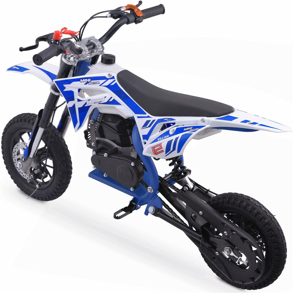 MotoTec Villain 52cc 2-Stroke Kids Gas Dirt Bike - Blue