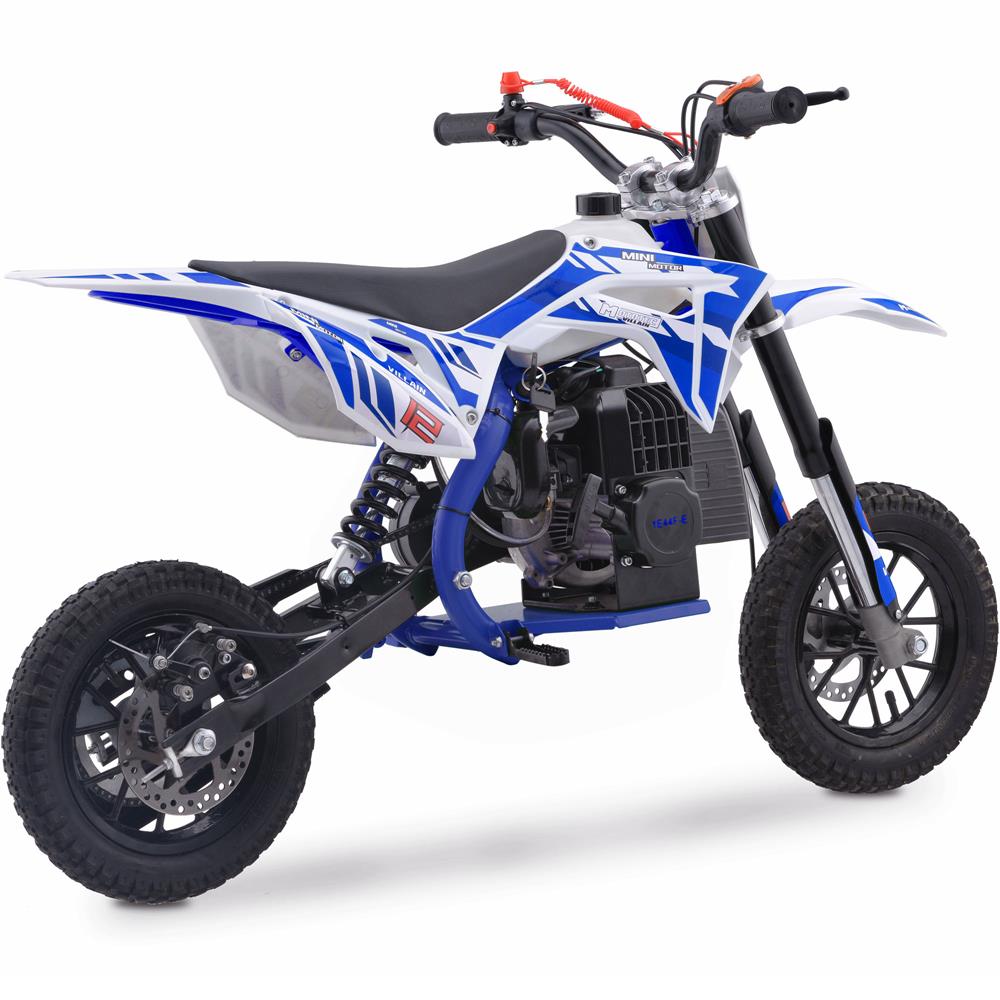 MotoTec Villain 52cc 2-Stroke Kids Gas Dirt Bike - Blue