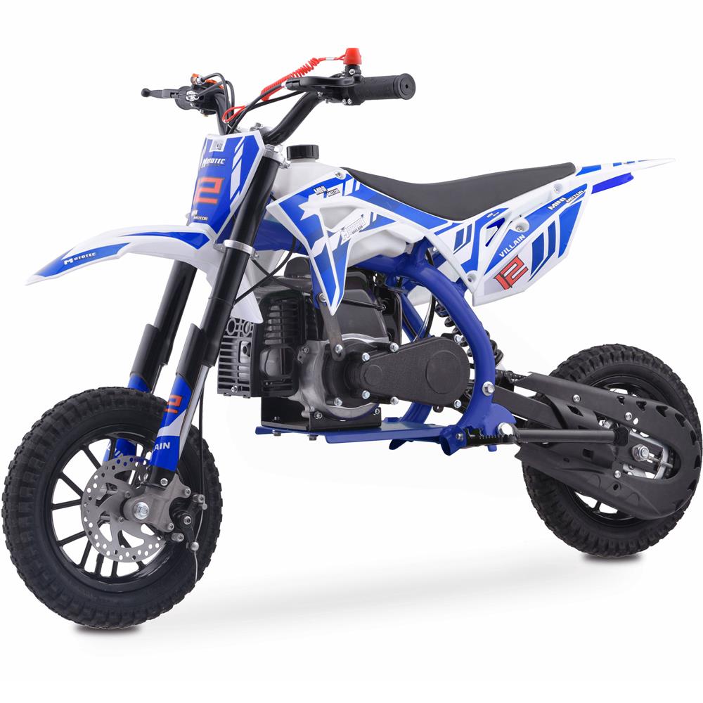 MotoTec Villain 52cc 2-Stroke Kids Gas Dirt Bike - Blue