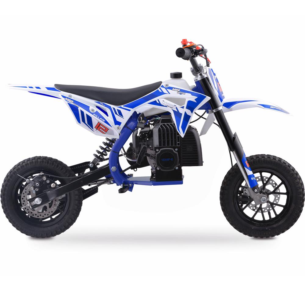 MotoTec Villain 52cc 2-Stroke Kids Gas Dirt Bike - Blue