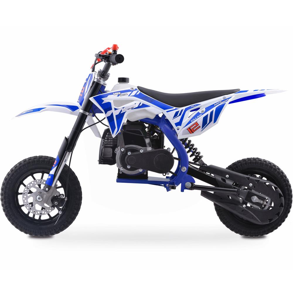 MotoTec Villain 52cc 2-Stroke Kids Gas Dirt Bike - Blue