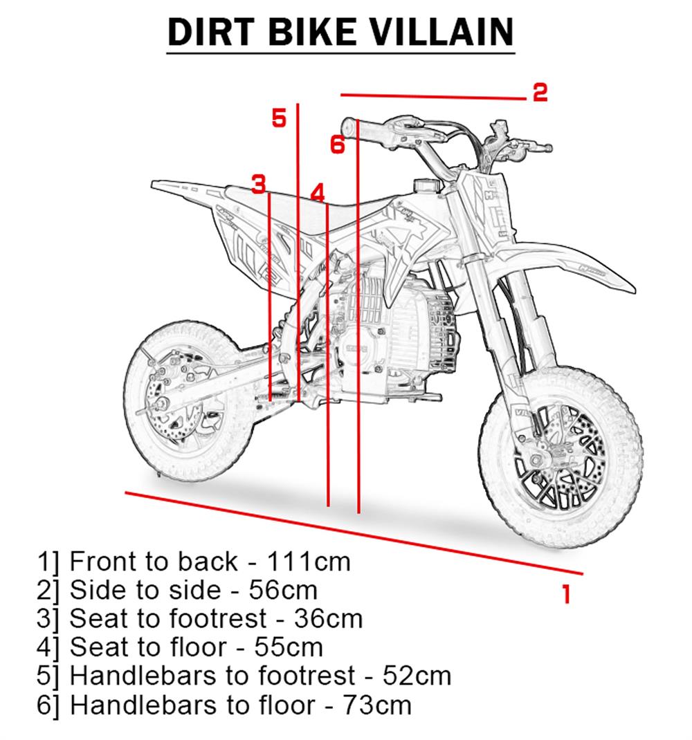 MotoTec Villain 52cc 2-Stroke Kids Gas Dirt Bike - Blue