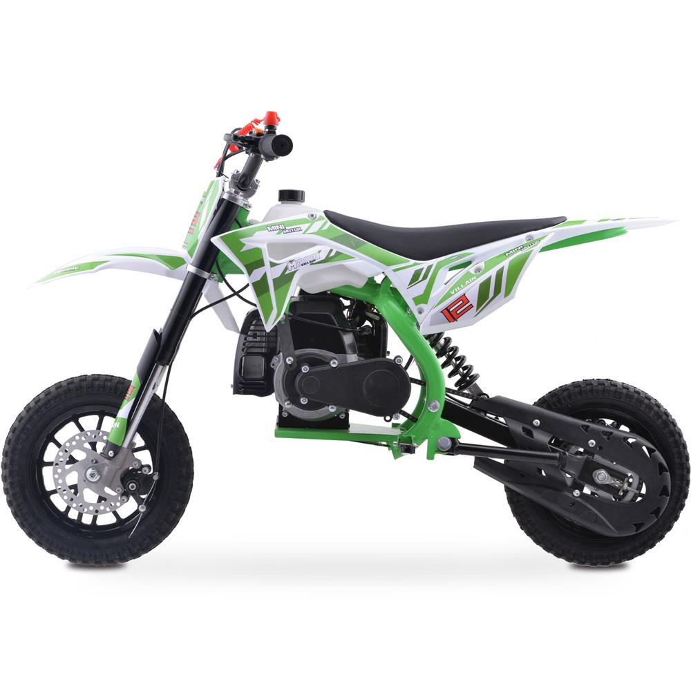 MotoTec Villain 52cc 2-Stroke Kids Gas Dirt Bike - Green