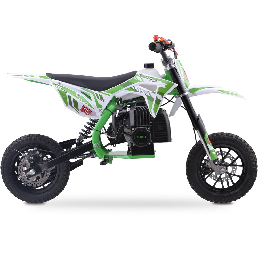 MotoTec Villain 52cc 2-Stroke Kids Gas Dirt Bike - Green