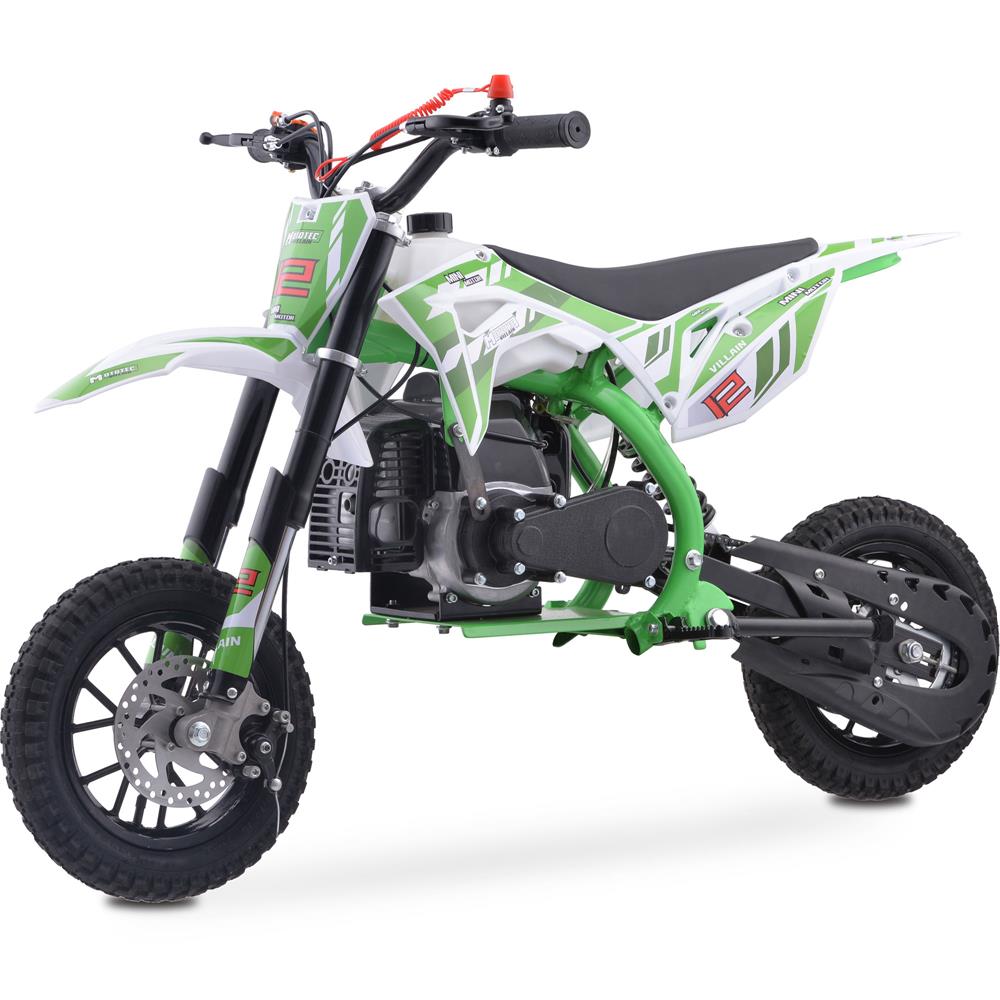 MotoTec Villain 52cc 2-Stroke Kids Gas Dirt Bike - Green