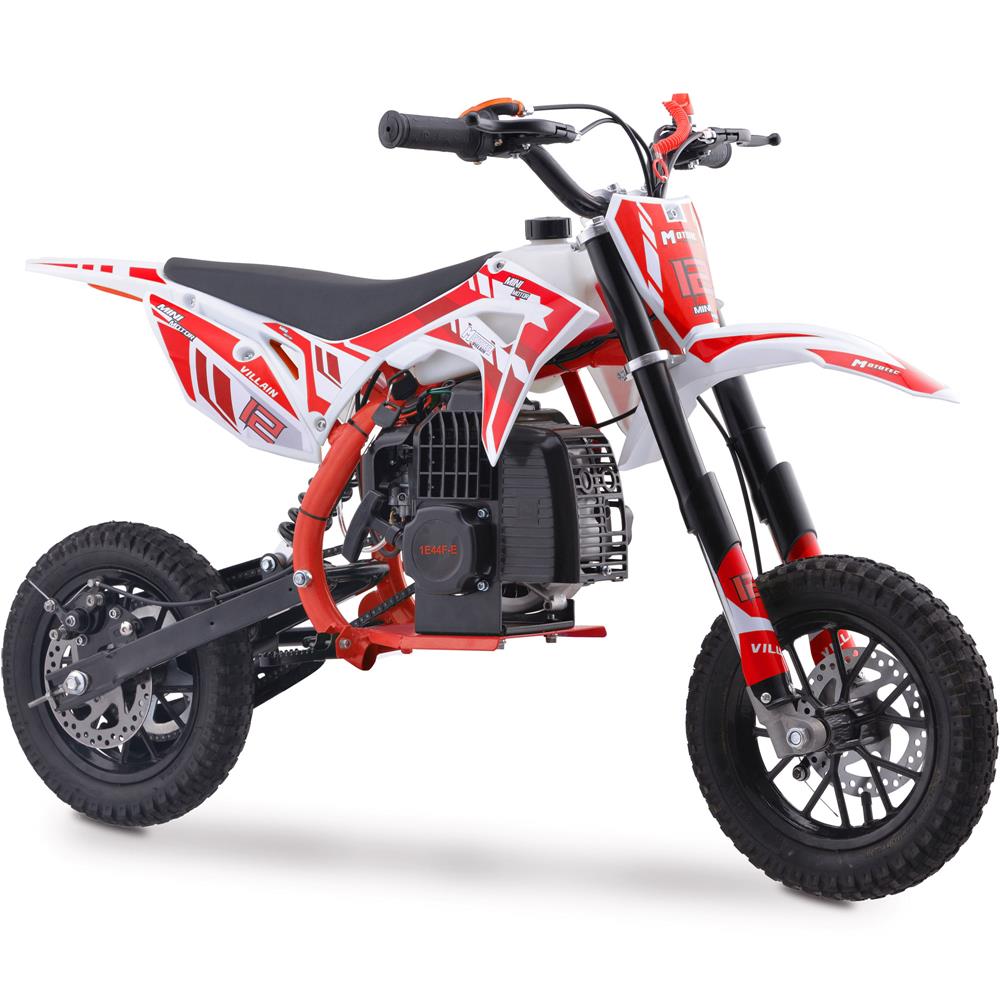 MotoTec Villain 52cc 2-Stroke Kids Gas Dirt Bike - Red