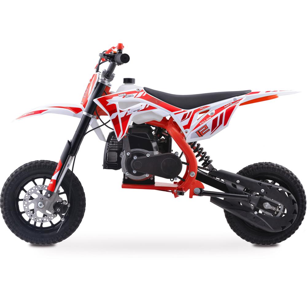 MotoTec Villain 52cc 2-Stroke Kids Gas Dirt Bike - Red