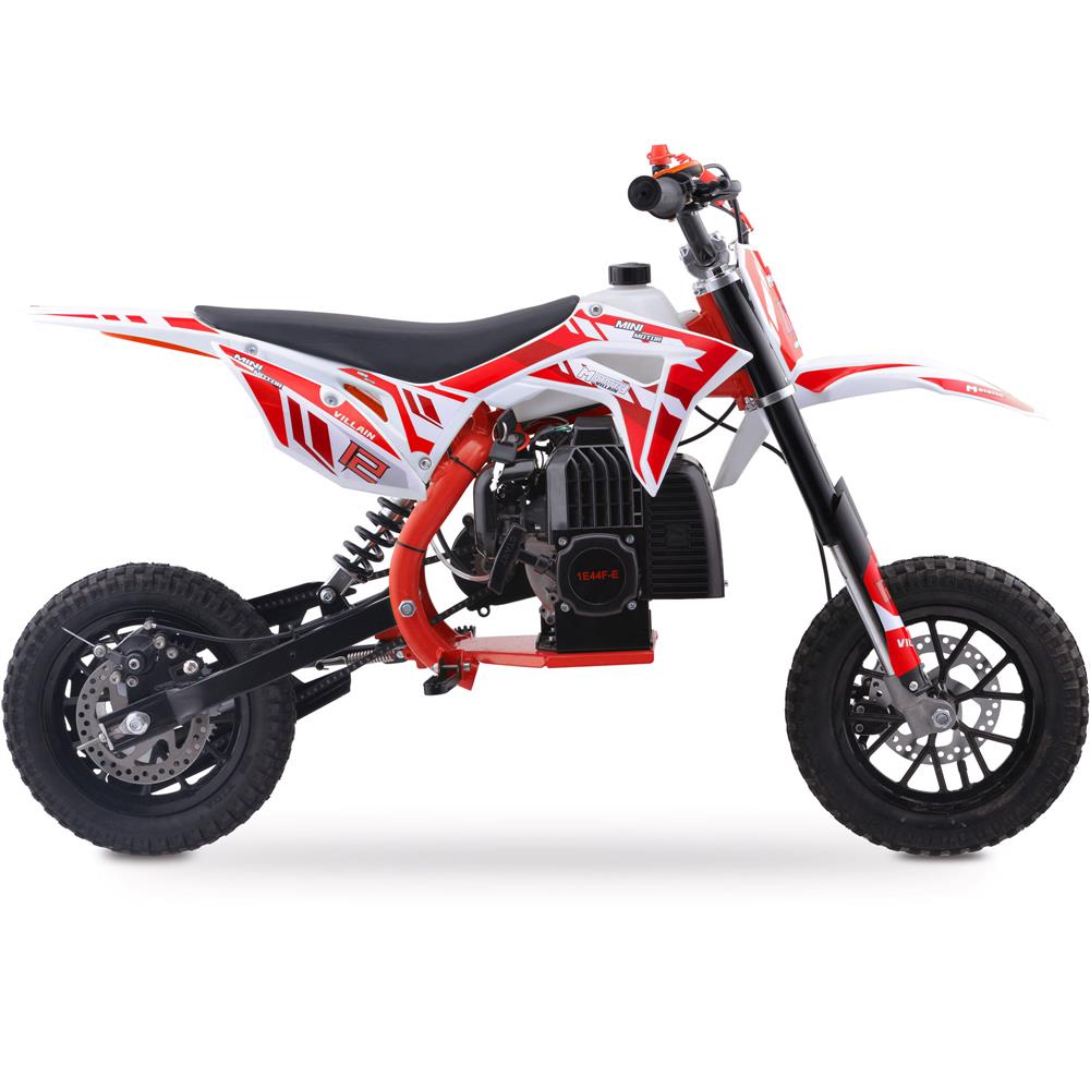 MotoTec Villain 52cc 2-Stroke Kids Gas Dirt Bike - Red