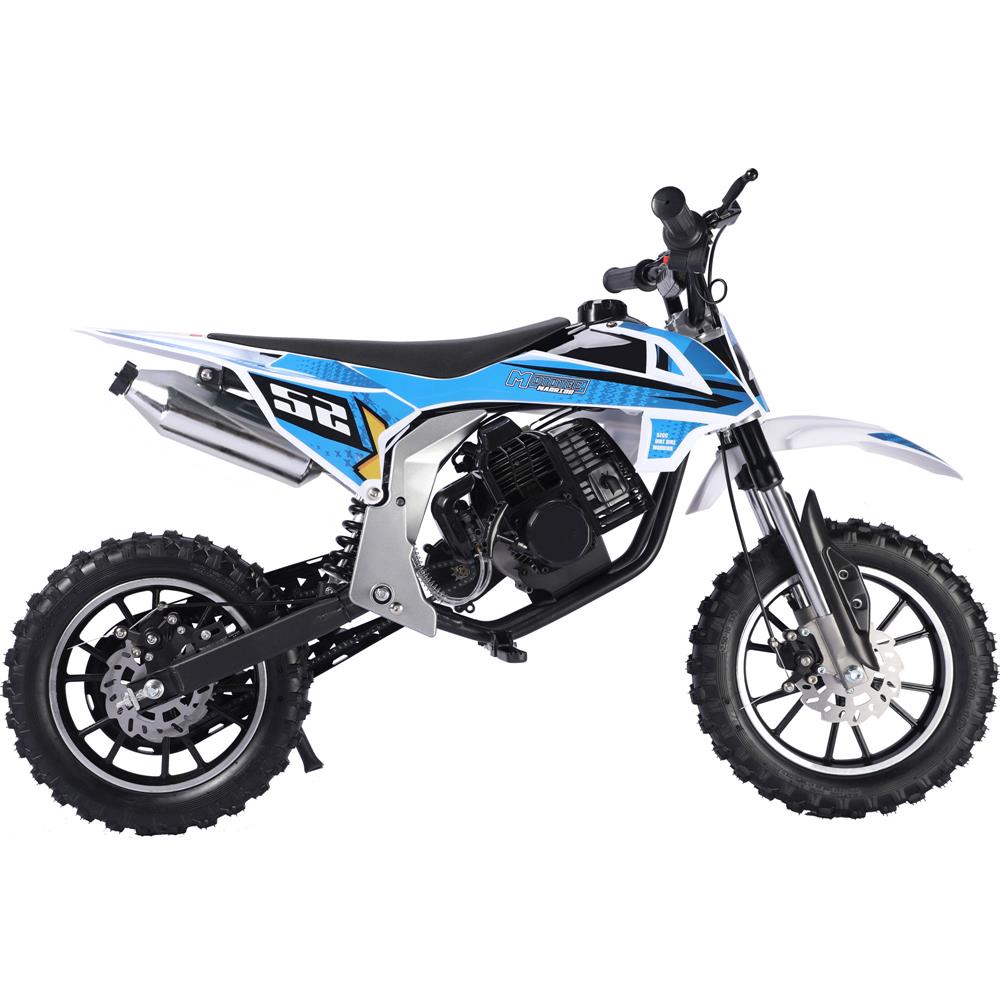 MotoTec Warrior 52cc 2-Stroke Kids Gas Dirt Bike - Blue