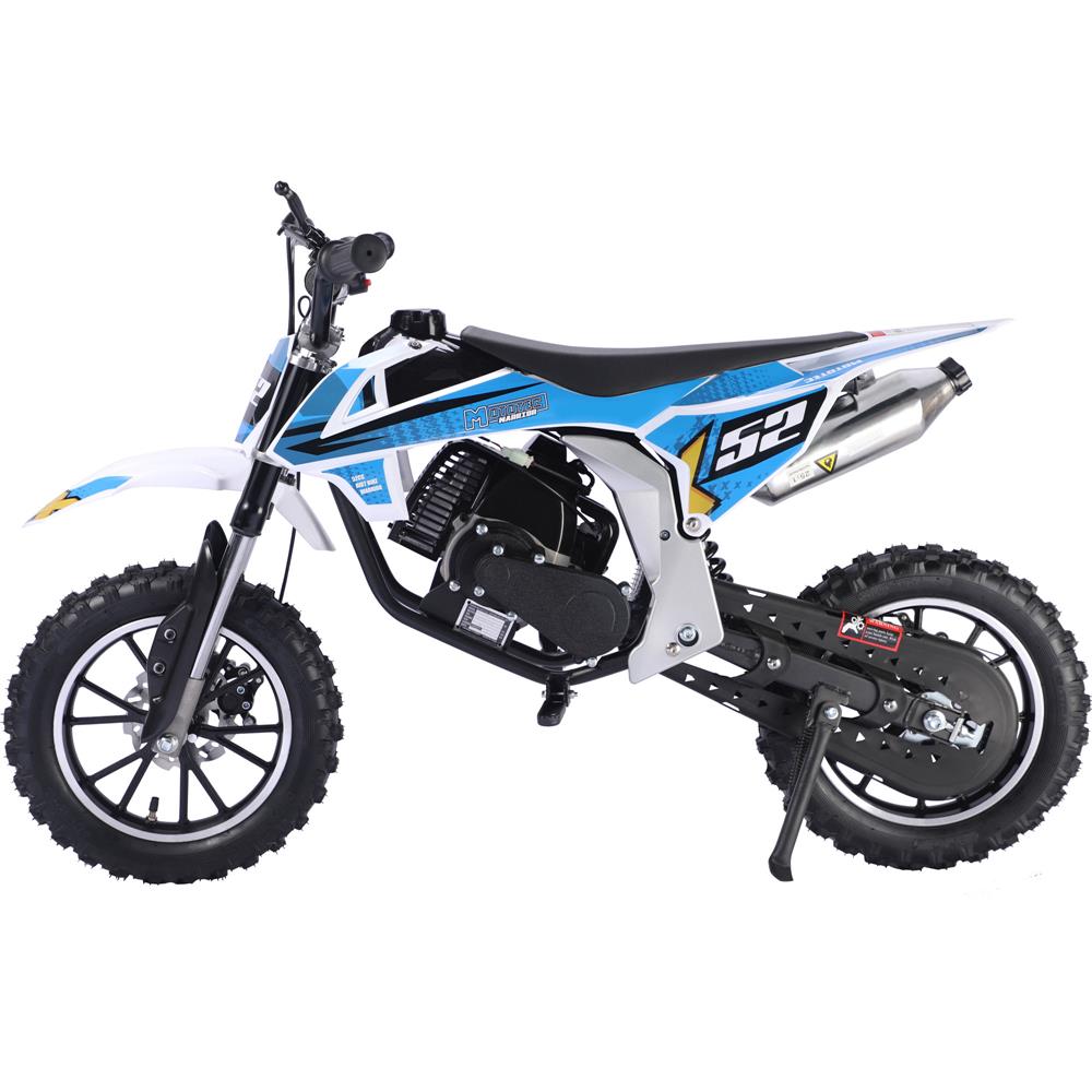 MotoTec Warrior 52cc 2-Stroke Kids Gas Dirt Bike - Blue