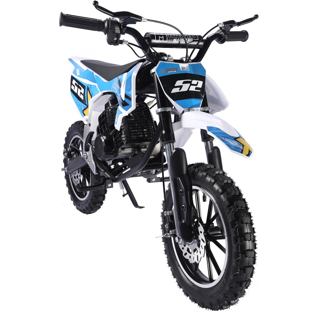 MotoTec Warrior 52cc 2-Stroke Kids Gas Dirt Bike - Blue