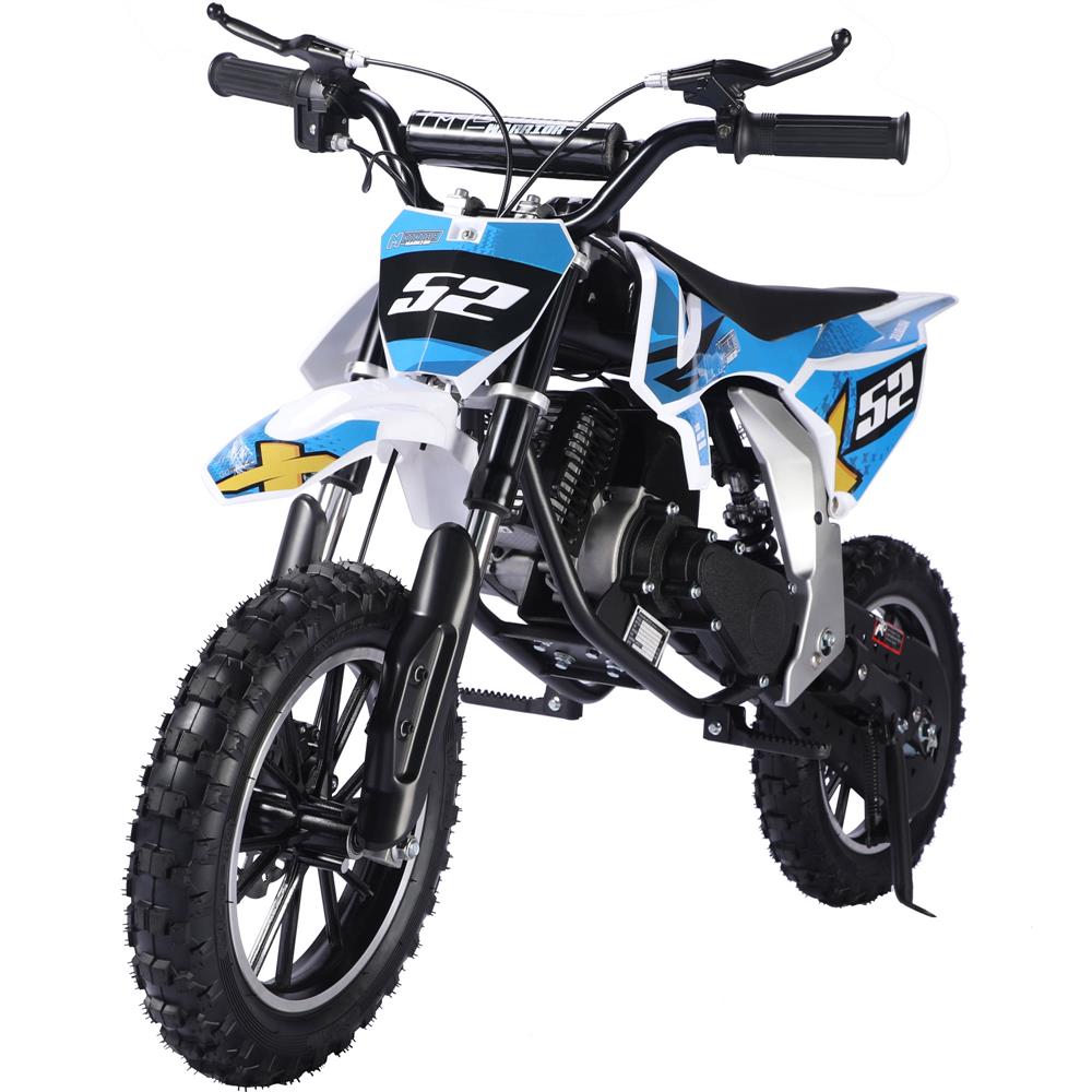 MotoTec Warrior 52cc 2-Stroke Kids Gas Dirt Bike - Blue