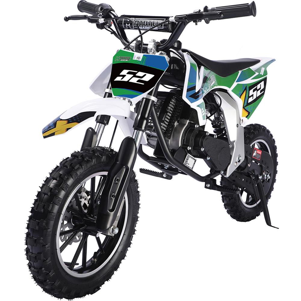 MotoTec Warrior 52cc 2-Stroke Kids Gas Dirt Bike - Green