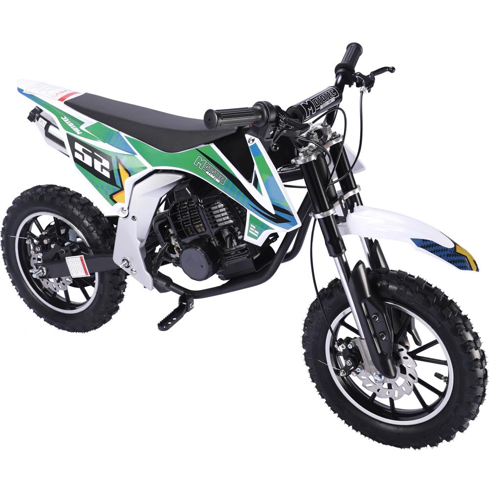MotoTec Warrior 52cc 2-Stroke Kids Gas Dirt Bike - Green
